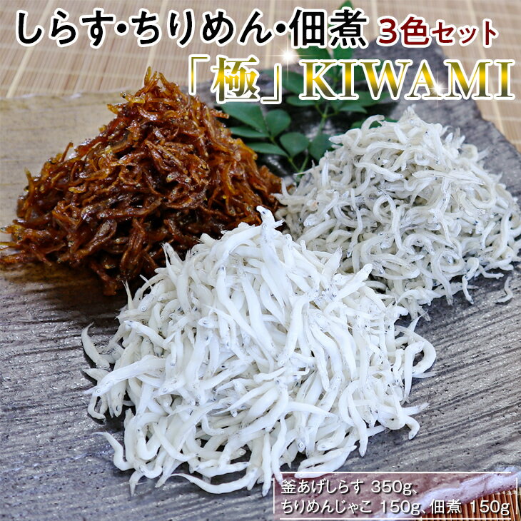 【ふるさと納税】しらす・ちりめん・佃煮3色セット「極」 kiwami | 魚 さかな 釜揚げしらす しらす シラス ちりめん 釜揚げシラス ちりめんじゃこ 詰め合わせ 冷蔵 海産物おすすめ ふるさと 納税 支援品 返礼品 特産品 名産品 和歌山 由良 送料無料のサムネイル