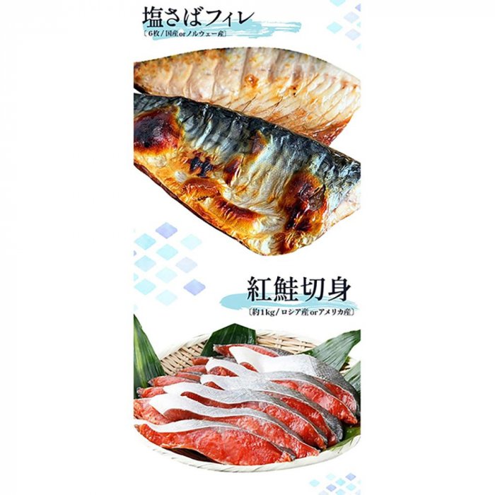 【ふるさと納税】迷ったらコレ！！魚鶴商店の天然紅サケ1kg & 塩さばフィレ6枚セット | 和歌山県 印南町 和歌山 返礼品 お取り寄せグルメ 取り寄せ グルメ 魚介 さば サバ 鯖 おかず 鮭 切り身 しゃけ シャケ さけ 紅鮭 魚 詰め合わせ 魚介類 サケ さかな フィレ