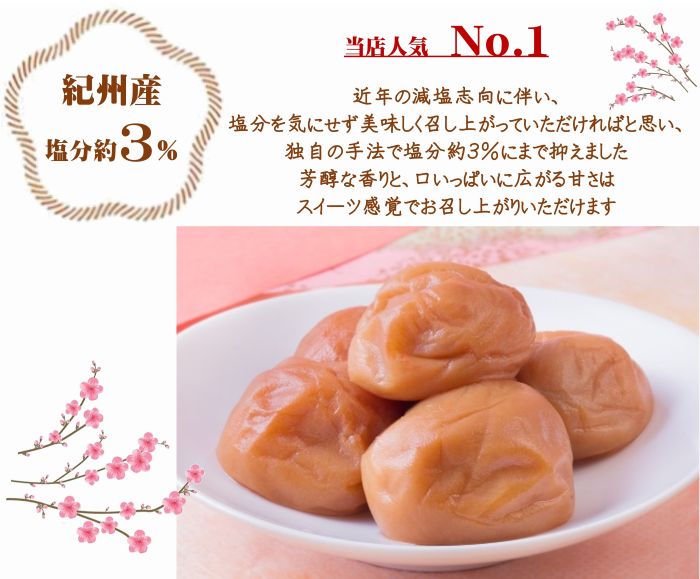【ふるさと納税】紀州南高梅プレミアム（塩分約3%） 500g