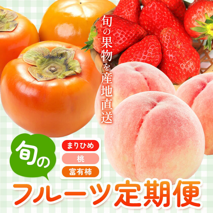 【ふるさと納税】【発送月固定定期便】紀州和歌山産 旬のフルーツ便（いちご・桃・富有柿）【全3回】魚鶴商店《2月上旬-11月末頃出荷》 和歌山県 日高川町 まりひめいちご 紀州和歌山産の桃 富有柿 化粧箱 贈答用 定期便