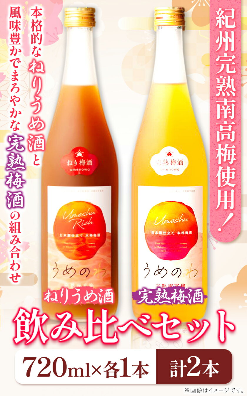 【ふるさと納税】紀州完熟南高梅 ねりうめ酒 完熟梅酒 飲み比べセット 720ml×2本 厳選館 《90日以内に出荷予定(土日祝除く)》 和歌山県 日高川町 酒 さけ お酒 飲み比べ 梅酒 1440ml