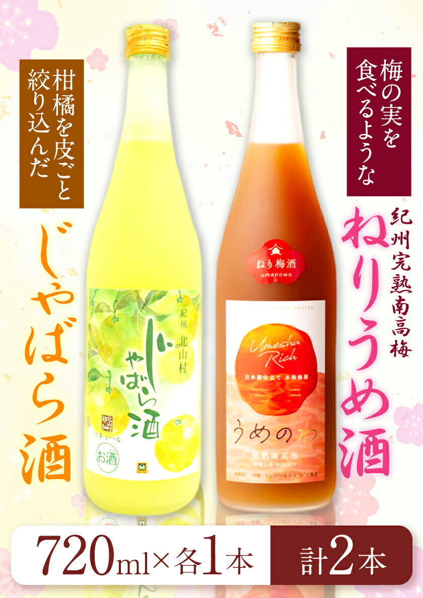 【ふるさと納税】紀州完熟南高梅 ねりうめ酒 じゃばら酒 飲み比べセット 720ml×2本 厳選館 《90日以内に出荷(土日祝除く)》 和歌山県 日高川町 酒 飲み比べ 1440ml