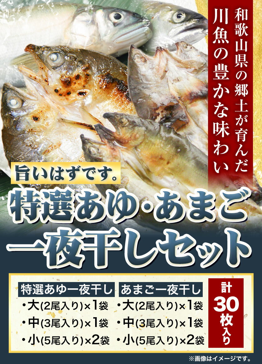 【ふるさと納税】「旨いはずです。」特選あゆ・あまご一夜干しセット(30枚入)　日高川漁業協同組合《90日以内に順次出荷(土日祝除く)》 和歌山県 日高川町 あゆ 鮎 魚 一夜干し あまご