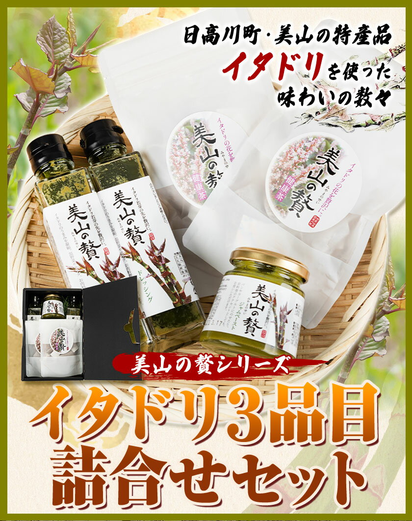 【ふるさと納税】〜美山の贅シリーズ〜 イタドリ3品詰め合わせセット 日高川町生活研究グループ美山支部《30日以内に出荷予定(土日祝除く)》和歌山県 日高川町 ジャム 山菜 ドレッシング 茶 イタドリ