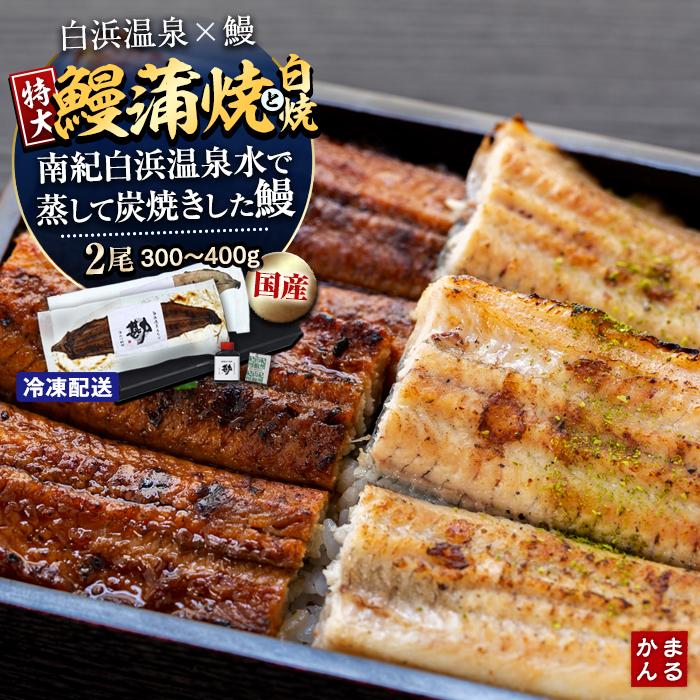 白焼き 【ふるさと納税】うなぎ 鰻 ウナギ うなぎ蒲焼 鰻蒲焼 うなぎ白焼 白焼き 国産 特大 各1尾 合計2尾 合計300～400g和歌山県 白浜町 白浜温泉 備長炭 真空パック CAS冷凍 丑の日 ギフト 国内産 食べ物 グルメ お中元 お歳暮 誕生日 お取り寄せ 食品 食物 贈答 冷凍食品