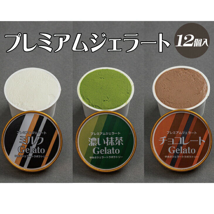 【ふるさと納税】プレミアムジェラート 詰め合わせセット ミルク 濃い抹茶 チョコレート (3種類×4個) アイスクリームセット 100mlカップ ゆあさジェラートラボラトリー