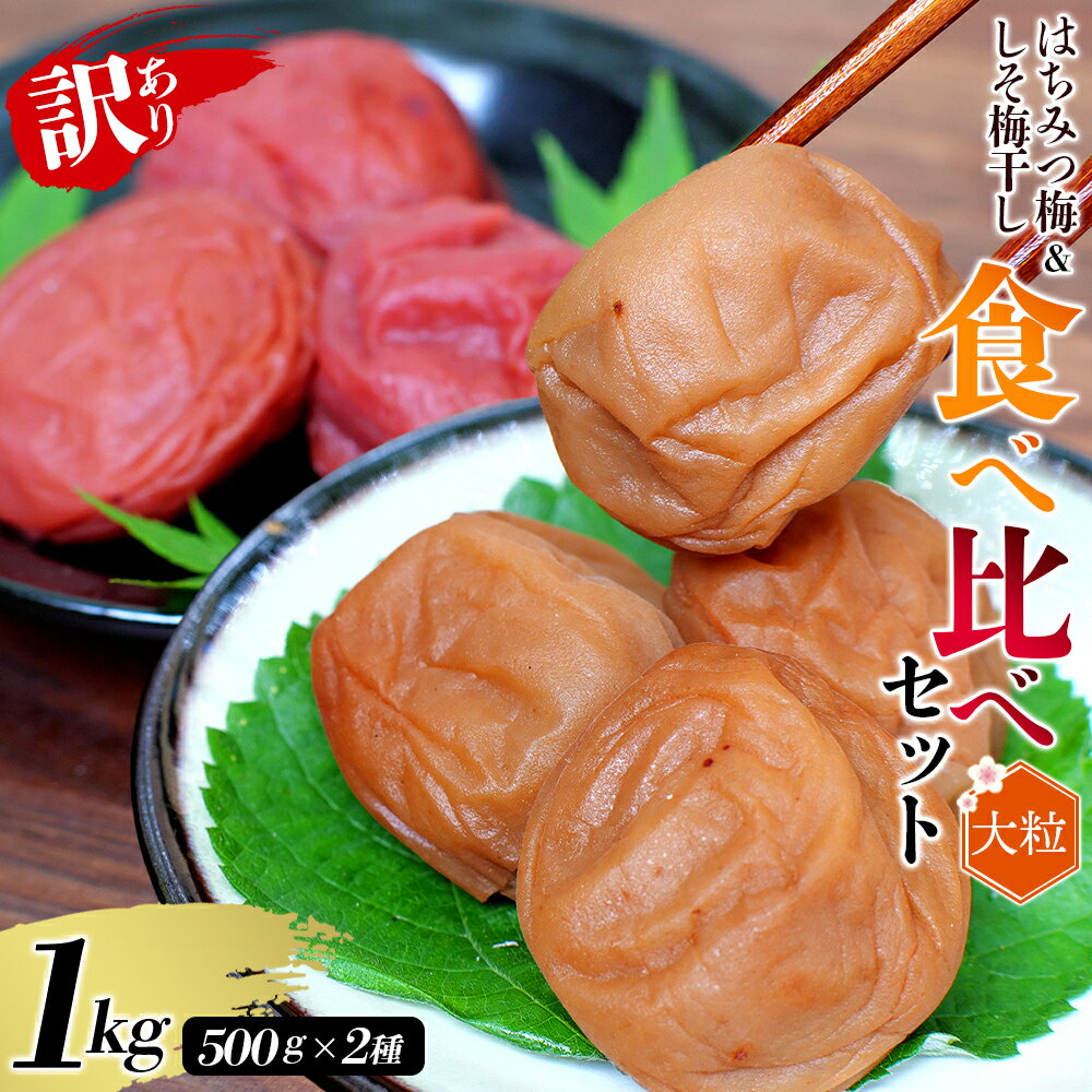 【ふるさと納税】 紀州南高梅 大粒 食べ比べセット 1kg (はちみつ500g・しそ漬500g) 塩分約8% ご家庭用 無選別 訳あり 訳アリ 梅 梅干 梅干し うめ 南高梅 はちみつ梅 はちみつ梅干 しそ梅 しそ梅干 食べ比べ 大粒 大容量 たっぷり