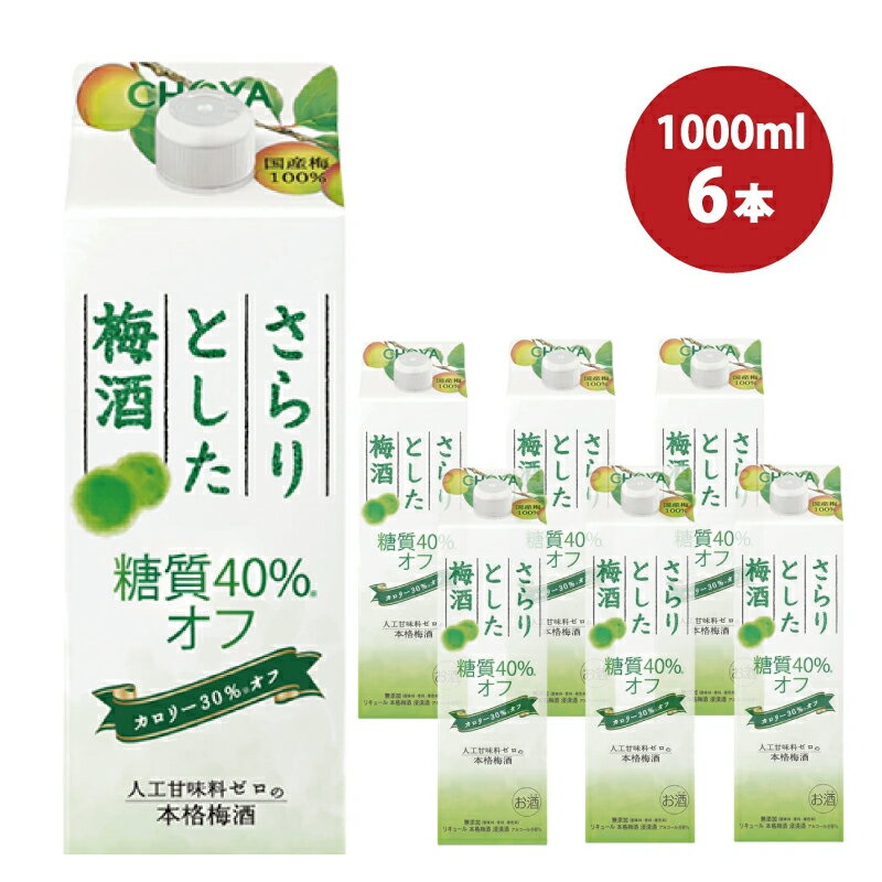 チョーヤ さらりとした梅酒 糖質40%オフ 1Lパック×6本(1ケース) /梅酒 梅 ウメ お酒 リキュール 酒 紀州 和歌山 CHOYA 国産 カロリーオフ