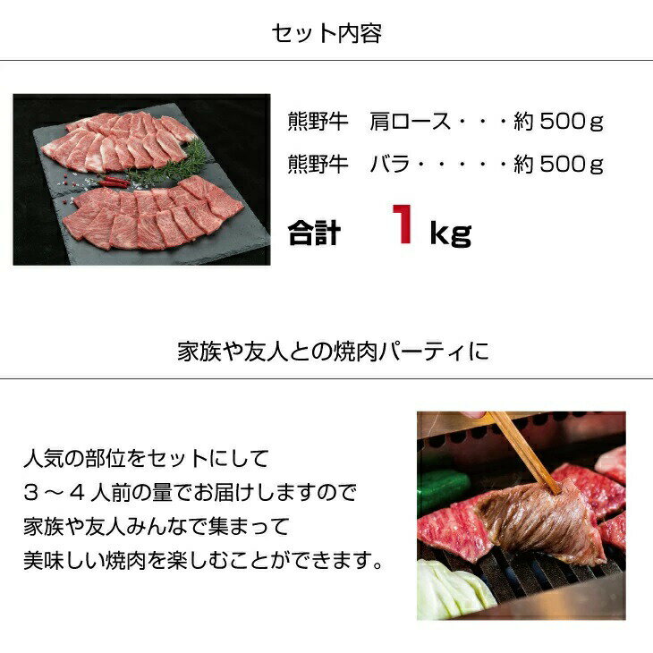 【ふるさと納税】熊野牛　焼肉セット　約1kg