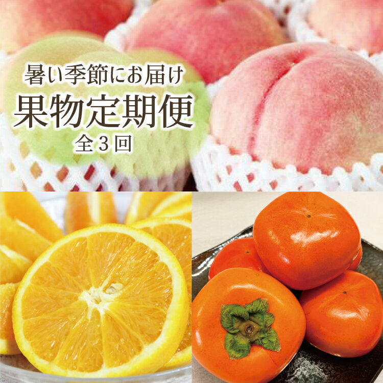【ふるさと納税】 【3か月定期便】暑い季節にお届け!果物定期便 バレンシアオレンジ・桃・柿 旬のフルーツをお届け♪