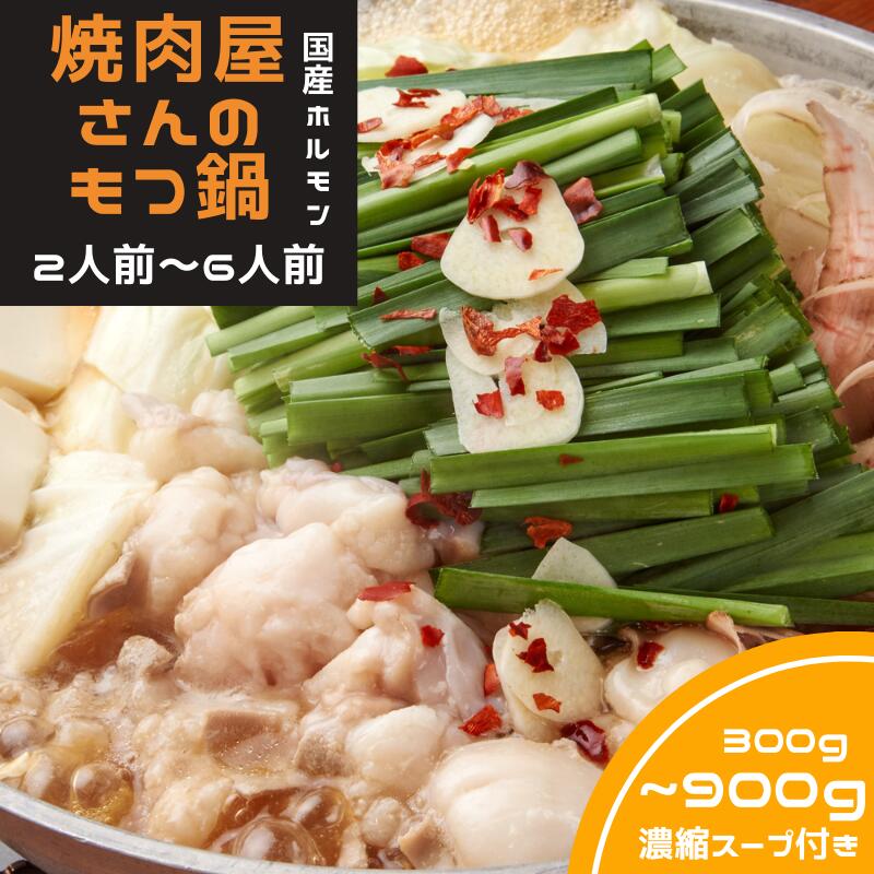 【ふるさと納税】焼肉屋さんのもつ鍋 2人前～6人前(300g~900g)（濃縮スープ付き）/ もつ もつ鍋 鍋 鍋セット ホルモン 牛 牛肉