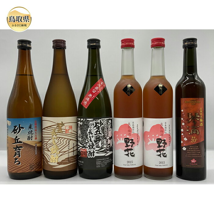鳥取県の美味しい酒 焼酎・梅酒 6本セット