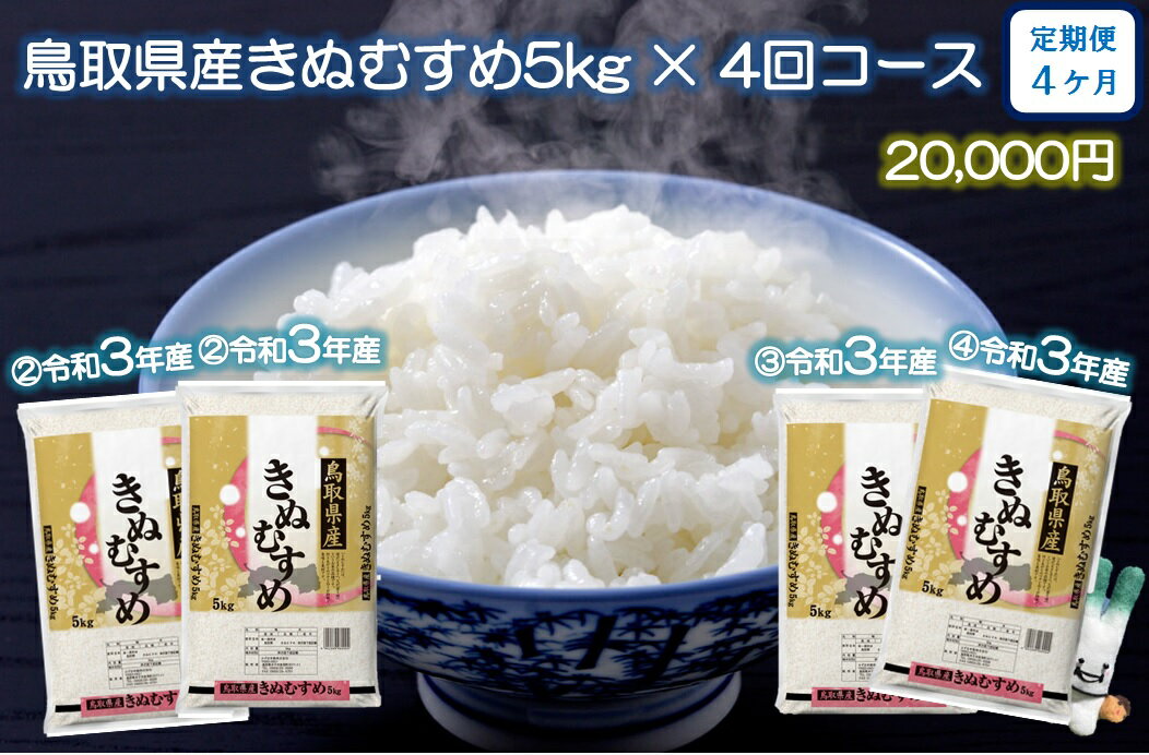 【ふるさと納税】 先行受付 令和3年産「定期便4ヶ月」鳥取県産きぬむすめ5kg×4【...