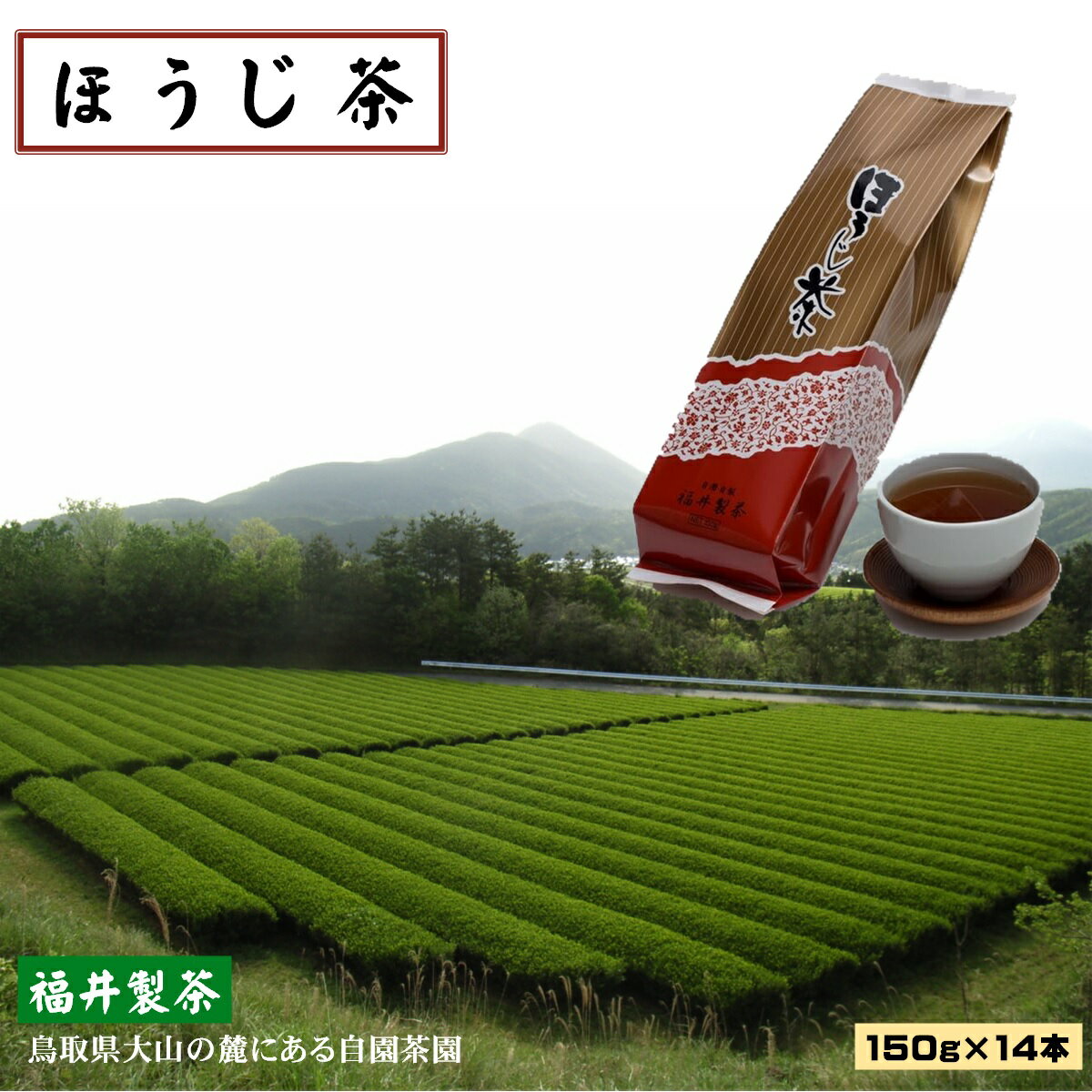 3位! 口コミ数「1件」評価「3」ほうじ茶 150g×14本【24-014-005】 福井製茶 鳥取県大山の麓・米子市淀江町のつぼかめ山にある自園茶園にて栽培 お茶 飲料 普･･･ 