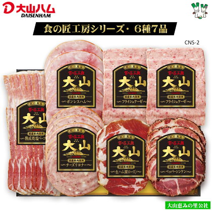 大山ハム 食の匠工房 7点 詰め合わせ(6種7品) CNS-2【23-013-013】熟成乾塩ベーコン チーズリヨナー フライシュケーゼ 生ハム ボンスレスハム ペッパーシンケン お取り寄せ グルメ 鳥取県 米子市 大山恵みの里公社 送料無料 13000円