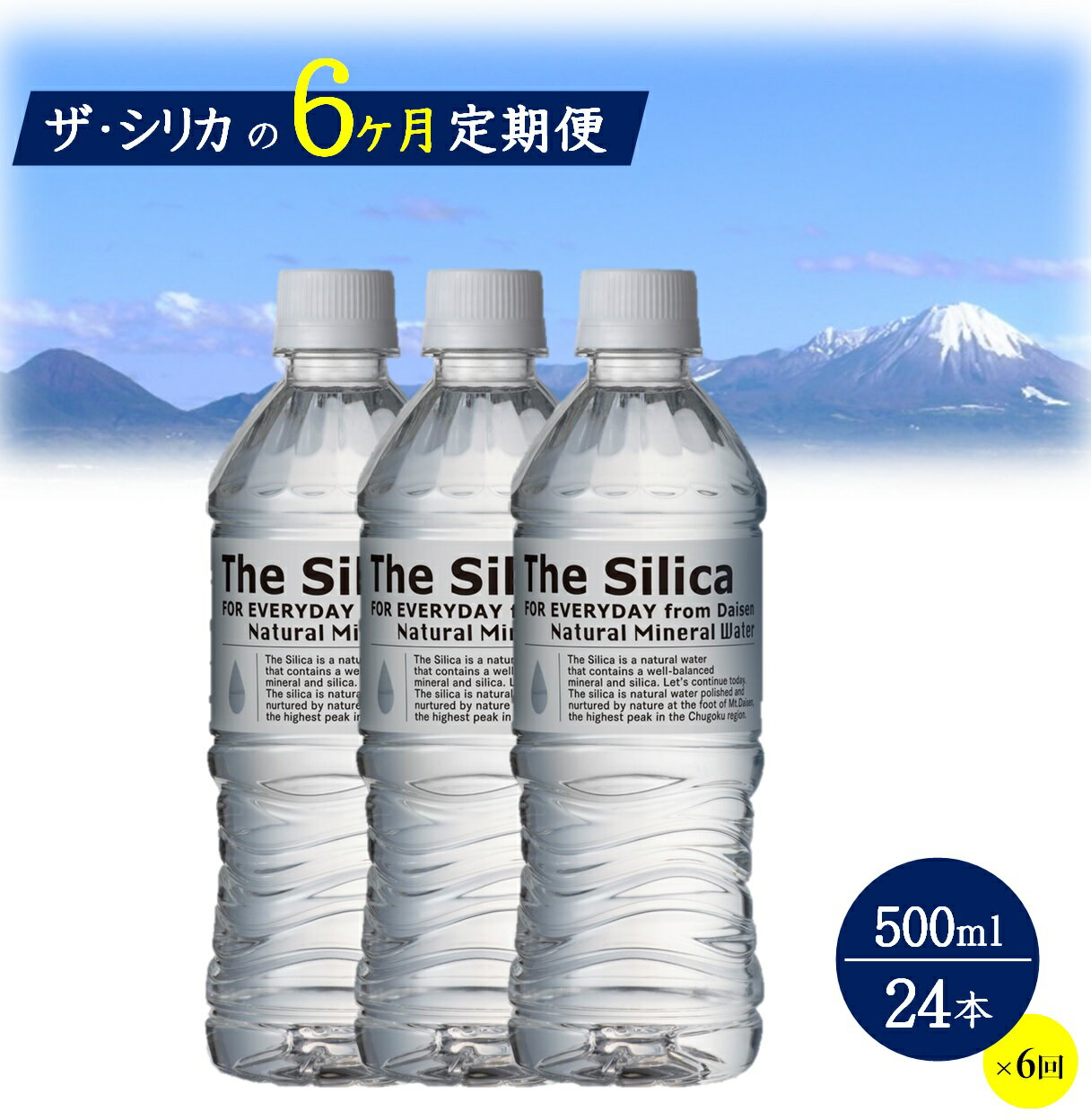 【ふるさと納税】水 定期便 500ml ×24本×6ヶ月 シリカ水 The Silica シリカ 水 天然水 お水【24-036-003】ミネラルウォーター ケース ケイ素 箱 まとめ買い ナチュラルミネラルウォーター 鳥取県・大山山麓のおいしい天然水 軟水 ザ・シリカ 米子市 6回