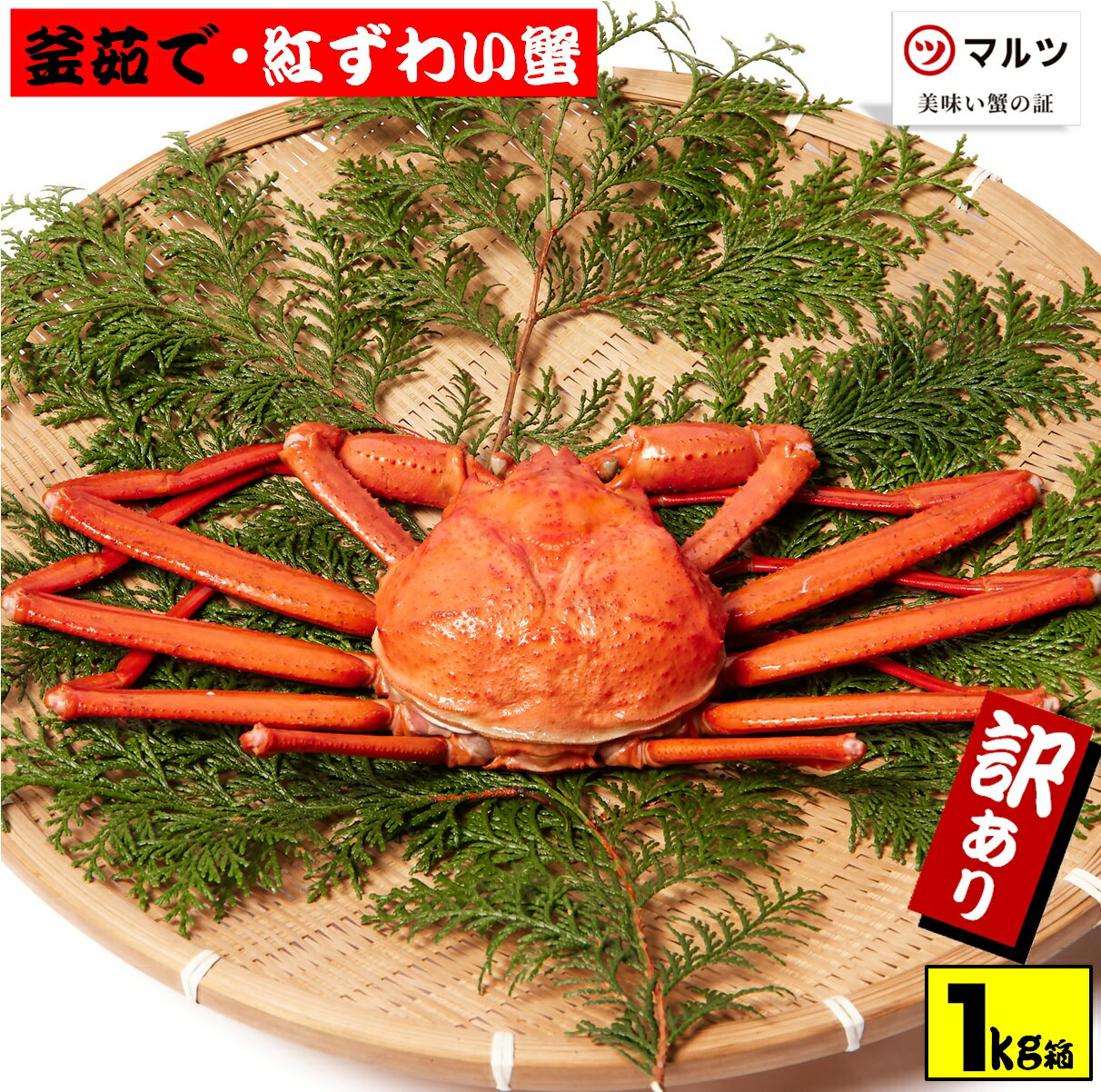 【ふるさと納税】 【訳あり】 蟹屋の釜茹で紅ずわい蟹1kg箱詰めセット(500g前後×2杯)冷蔵 境港産【25-023-004】株式会社マルツ 塩茹で ボイル済...