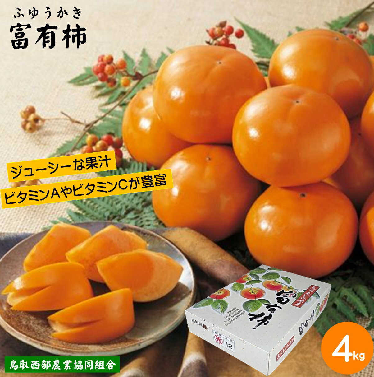 【ふるさと納税】先行予約 鳥取県産柿 富有柿 (ふゆうかき) 4kg 12玉【25-014-013】【鳥取西部農業協同組合 米子・あいみ果実部】数量限定 柿 果物 フルーツ鳥取県産 くだもの 4キロ お取り寄せ ふゆうがき 鳥取県 米子市【11月上旬~下旬お届け】