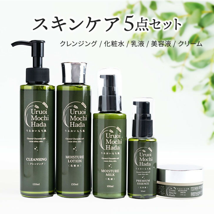 うるおいもち肌 スキンケア5点セット(化粧水・乳液・美容液・クリーム・クレンジング)[無香料・シリコン不使用] [日本酒由来保湿成分 グリセリルグルコシド配合][24-021-006]レドライフ 鳥取県 米子市 21000円
