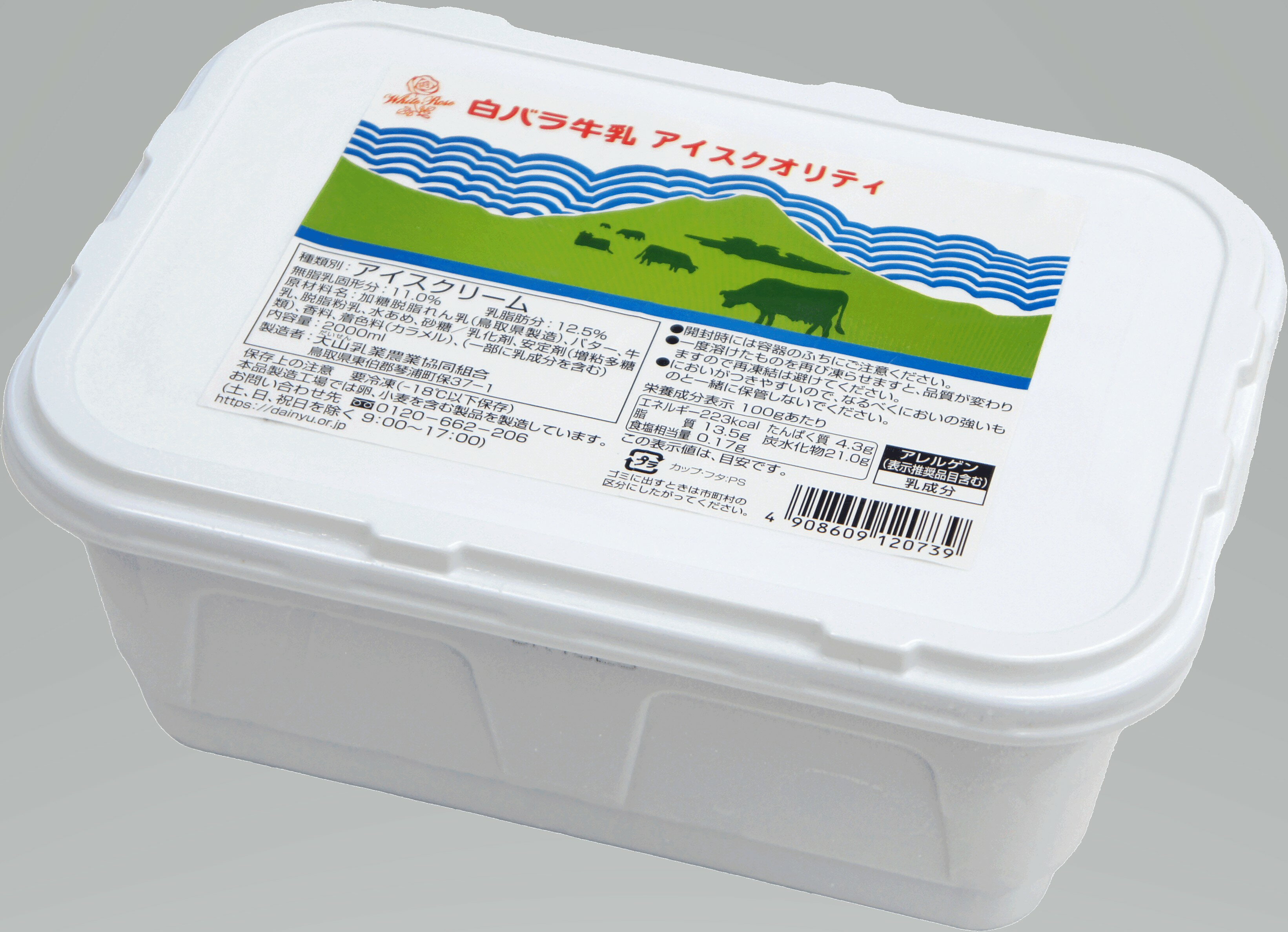大山乳業 白バラ牛乳 アイスクリーム 業務用 2000ml [高島屋選定品] [25NT-011-004] 大容量 鳥取県 米子市