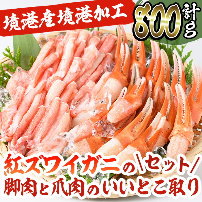 【ふるさと納税】境港産紅ズワイガニ(計800g・脚肉500g 爪肉セット300g) 国産 魚介 海鮮 海の幸 カニ かに 蟹 紅ずわいがに ベニズワイガニ 新鮮 むき身 ポーション 冷凍 ボイル セット 鍋 ギフト お歳暮 お中元 贈答 【A10】【境港センター冷蔵】のサムネイル