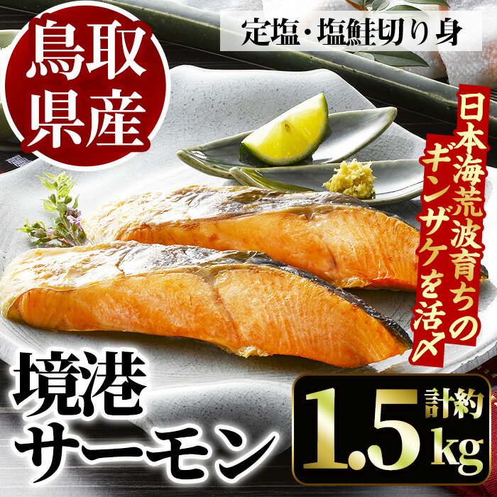 [数量限定]鳥取県産活〆「境港サーモン」(定塩・塩鮭切り身)(1/4カット真空パック×4・合計約1.5kg)鮭 国産 地魚 魚介 海鮮ギンザケ 脂 塩 切り身 冷凍 [A7][弓ヶ浜水産]