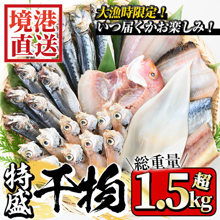 【ふるさと納税】大漁時のみ限定！！特盛干物詰合(総重量1.5kg以上)国産 魚介 海鮮 海の幸 鯖 さば サバ 鯵 あじ アジ 鯛 たい タイ 鰯 いわし イワシ 干物 干し物 地魚 冷凍 魚 焼き魚 詰合わせ セット ギフト【A16】【いたくら】