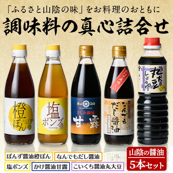 13位! 口コミ数「0件」評価「0」山陰の醤油・調味料の真心詰合せ(合計5本)国産 調味料 醤油 しょうゆ ポン酢 薄口 濃口 だし【sm-AW002】【北國】