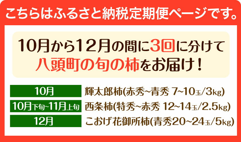 【ふるさと納税】【先行予約】【全3回定期便】八頭の柿スペシャルコース 赤秀 青秀 特秀 《2025年10月上旬-12月下旬頃出荷》JA鳥取いなば 鳥取県 八頭町 柿 かき 果物 フルーツ 定期便 頒布会 輝太郎柿 西条柿 こおげ花御所柿