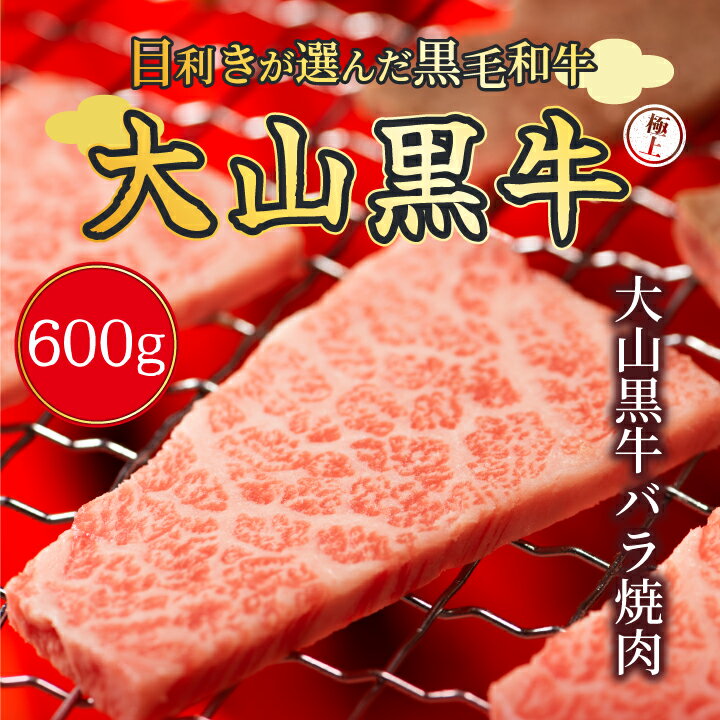 大山黒牛バラ焼肉 600g 黒毛和牛 和牛 牛 旨み 冷凍 鳥取県 鳥取県産 大山町 大山 大山産お土産 返礼品 国産 高級 高級品 お取り寄せ ご当地