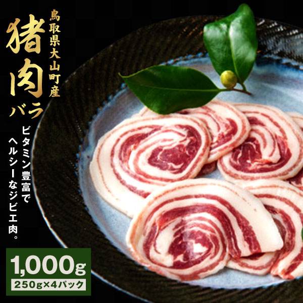 14位! 口コミ数「7件」評価「4.29」GB-06 猪肉 バラ 1kg（250g×4パック） ジビエ 肉 お肉 鳥取県 鳥取県産 大山町 大山 お土産 返礼品 国産 お取り寄せ ご･･･ 