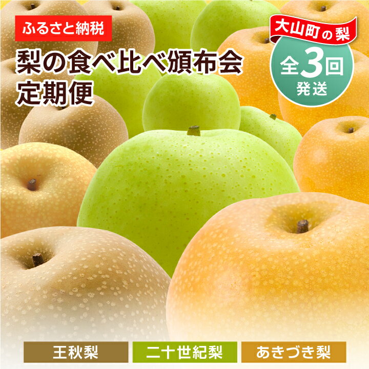 梨の食べ比べ頒布会 5kg×3箱 二十世紀梨 あきづき梨 王秋梨 セット 定期便 数量限定 梨 5kg 鳥取県 鳥取県産 大山町 大山 梨 果物 フルーツ ナシ 甘い 果汁 和梨 くだもの 国産 食べ比べ [2024年8月・9月・11月の3回お届け]