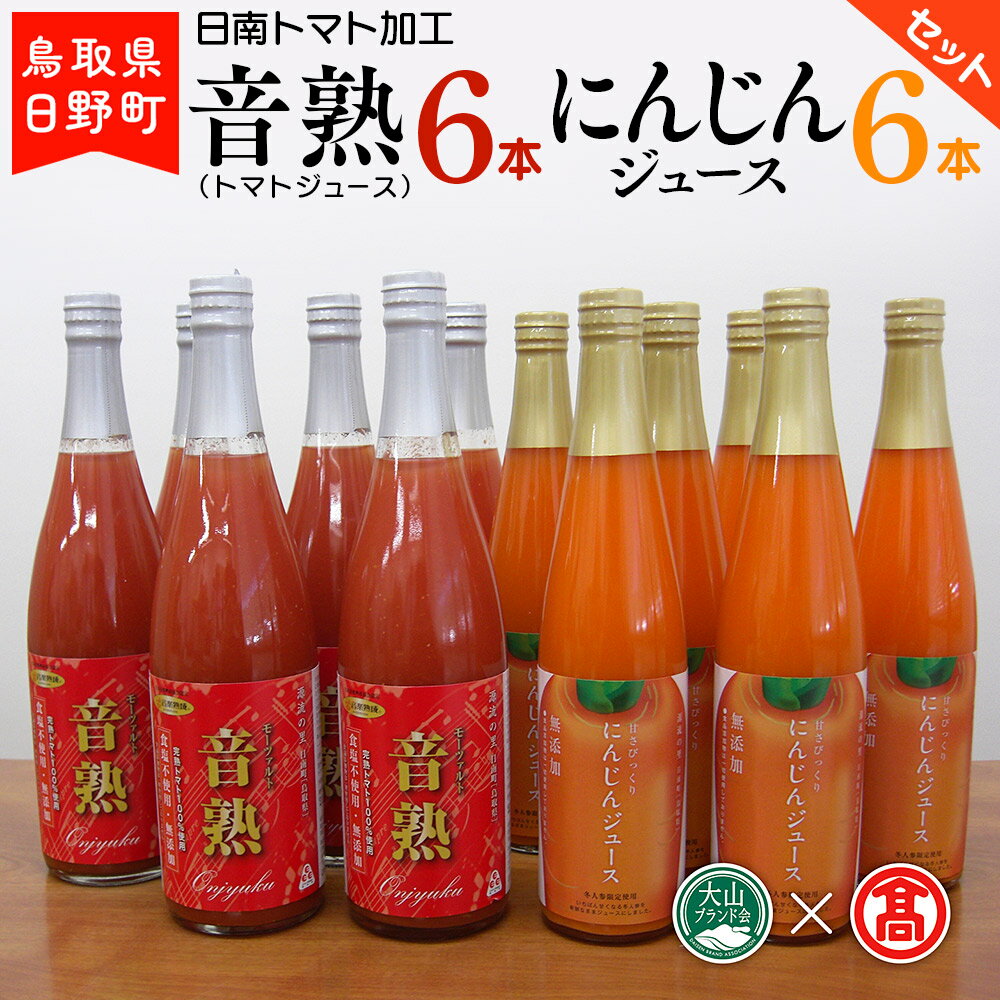 8位! 口コミ数「0件」評価「0」 トマトジュース(720ml) にんじんジュース(500ml)セット 各6本 【鳥取県日野町】 日南トマト加工【大山ブランド会】BF 7