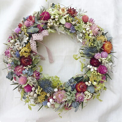 【ふるさと納税】季節のドライフラワーリース（大山ブランド会）高島屋 タカシマヤ 0359.20-m2のサムネイル