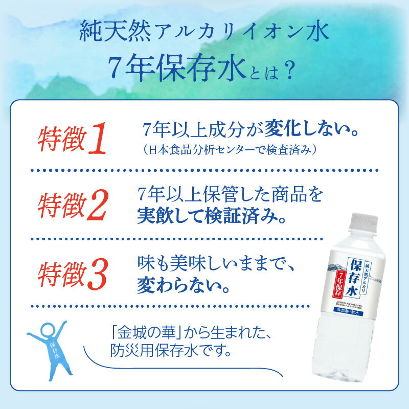 【ふるさと納税】純天然アルカリイオン水 7年保存水 【500ml 2L/6本 48本】選べる 内容量 軟水 水 長期保存 飲料水 水 防災 備蓄 備蓄水 非常用 保存用 国産 ふるさと納税 7年保存 天然水 アルカリイオン 防災用