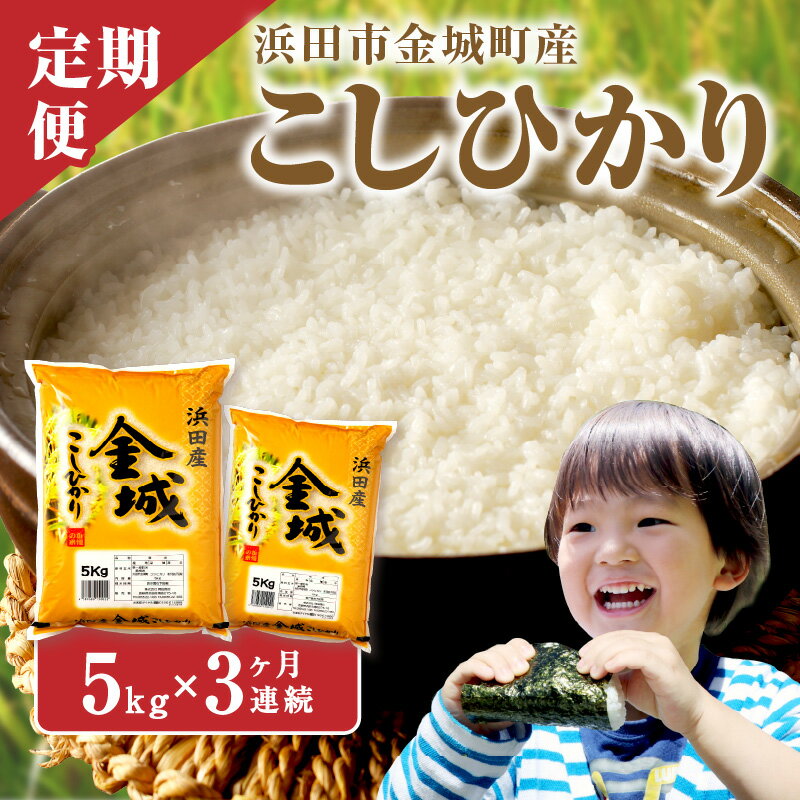 【ふるさと納税】【定期便】【令和5年産】浜田市金城町産「こしひかり」（5kg×3回コース） 定期便 3回 米 お米 精米 白米 ごはん こしひかり 新生活 応援 準備 【613】