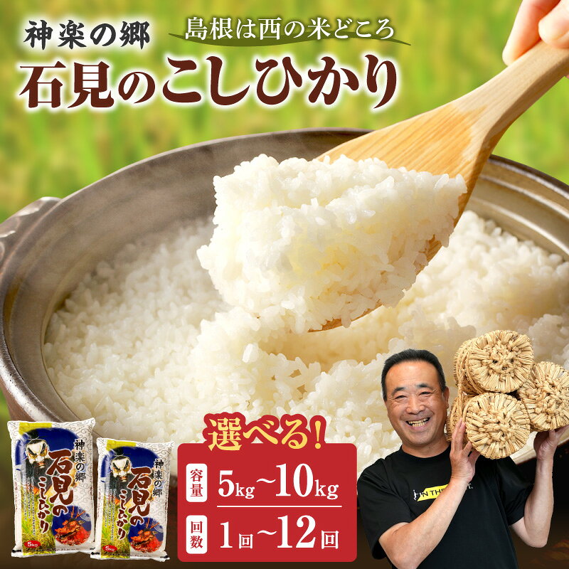 [令和7年産]神楽の郷 石見のこしひかり [5kg〜10kg/1回〜12回] 選べる 内容量 こしひかり お取り寄せ 特産品 島根 県産 精米 玄米 新生活 応援 準備