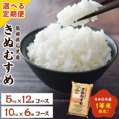 【定期便】【令和5年産】石見産きぬむすめ 【5kg 10kg/6回 12回】選べる お米 お取り寄せ 特産 精米 白米 ごはん ご飯 コメ 新生活 応援 準備 計60kg