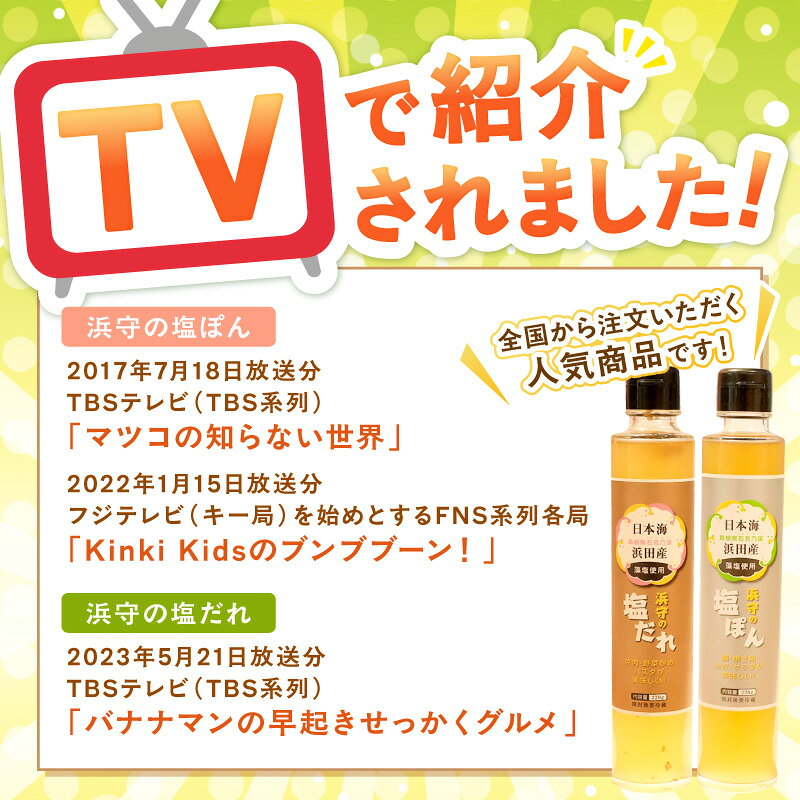 【ふるさと納税】浜守の塩だれ 浜守の塩ぽん 選べるセット 塩だれ＆塩ぽん各1本 塩だれ3本 塩ぽん3本 浜田市 ドレッシング 万能だれ 塩だれ 調味料 セット ふるさと納税 調味料セット