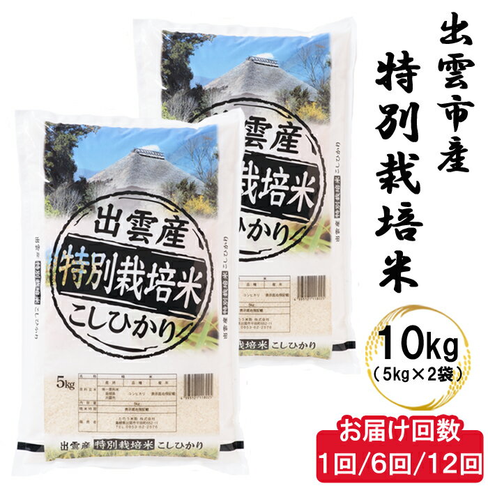 【ふるさと納税】特別栽培米 出雲市産コシヒカリ 10kg　減農薬 2023年 令和5年産 単品　6回 12回 定期便 お米 こしひかり