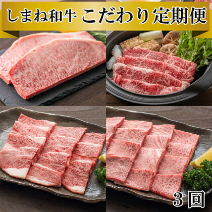 しまね和牛　こだわり定期便（3か月）ロースステーキ 肩ロース 肩バラ 焼肉 すき焼き しゃぶしゃぶ 和牛