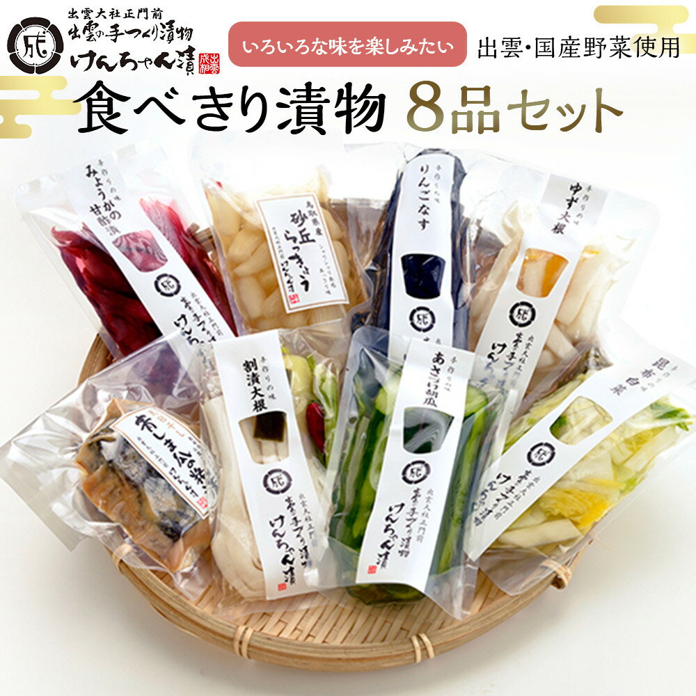 【ふるさと納税】食べきり漬物8品セット | 漬物 手作り 浅漬 粕漬 野菜 詰め合わせ お土産 グルメ 人気 おすすめ 島根県 出雲市