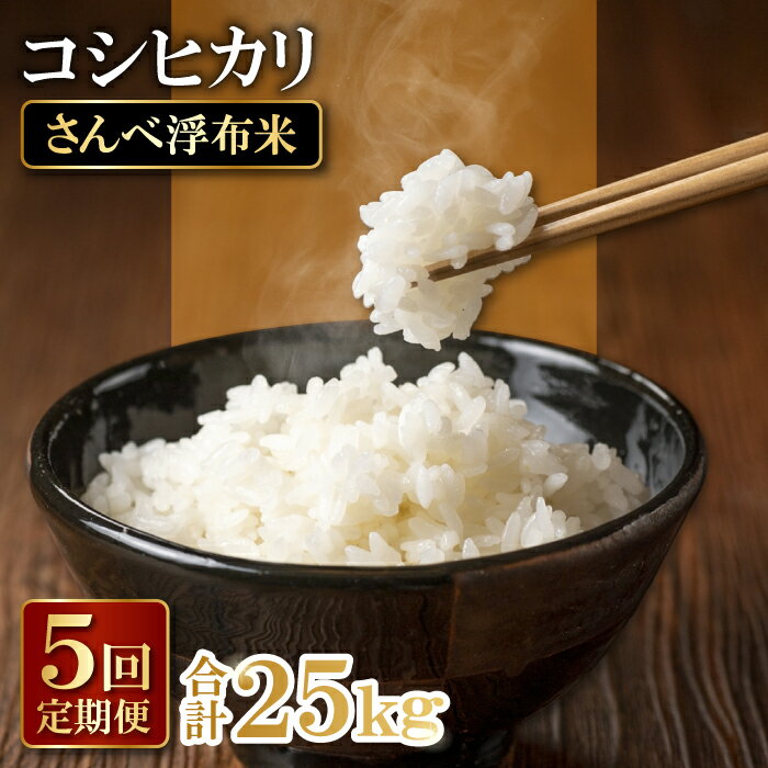 【ふるさと納税】 定期便 5回 令和5年産 特別栽培米 さんべ浮布米 コシヒカリ 無洗米 5kg×5回 合計25k...