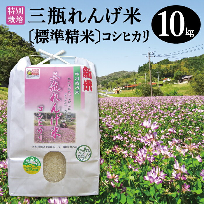 【ふるさと納税】 令和5年産 特別栽培米 三瓶れんげ米 コシヒカリ 標準精米 10kg 国産 米 精米 100% 無化学肥料 減農薬 エコロジー米 美味しまね認証 安心 安全 ごはん こしひかり 令和5年度産 2023年産 環境保全型農業 れんげ草 特産品 お取り寄せ グルメ