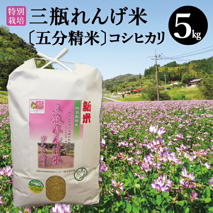 【ふるさと納税】 令和4年産 新米 特別栽培米 三瓶れんげ米 コシヒカリ 五分精米 5kg 国産 島根県産 大田市産 米 無化学肥料 減農薬 エコロジー米 美味しまね認証 安心 安全 ごはん 令和4年度産 2022年産 環境保全型農業 れんげ草 特産品 お取り寄せ グルメ