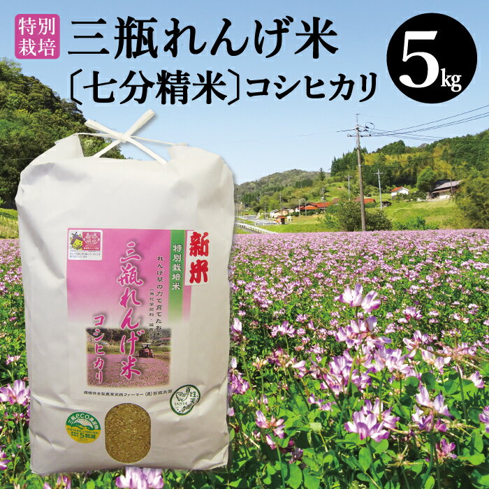 【ふるさと納税】 令和5年産 特別栽培米 三瓶れんげ米 コシヒカリ 七分精米 5kg 国産 米 無化学肥料 減農薬 エコロジー米 美味しまね認証 安心 安全 ごはん こしひかり 令和5年度産 2023年産 環境保全型農業 れんげ草 特産品 お取り寄せ グルメ