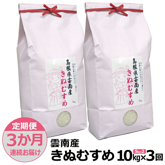 【ふるさと納税】【定期便3か月連続お届け】島根県「雲南産きぬむすめ」10kg（5kg×2）