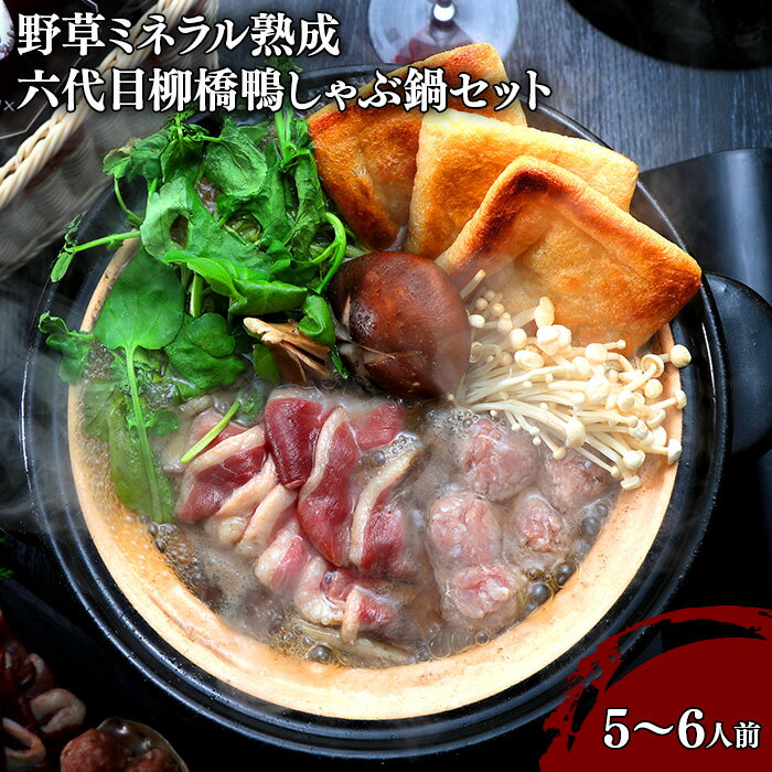 【ふるさと納税】野草ミネラル熟成六代目柳橋鴨しゃぶ鍋セット／六代目柳橋鴨 かも カモ しゃぶ鍋 なべ 熟成 野草 ミネラル 島根県 雲南市