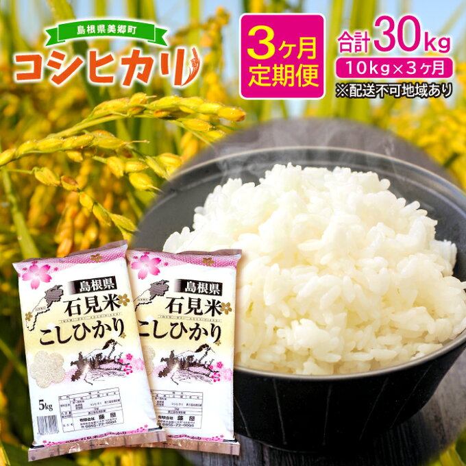 【ふるさと納税】【定期便3ヶ月】令和3年産 石見地方 邑智郡産 コシヒカリ 10kg【定期便・お米・コシヒカリ】島根県産 美郷町産 米 コシヒカリ 各5kg×1袋×3ヶ月 合計30kg お弁当 ご飯 おにぎり 特産品 お取り寄せ グルメ