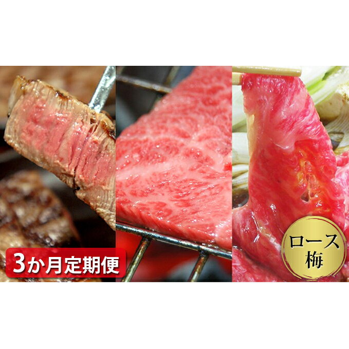 [定期便3ヶ月]石見和牛 ロース焼肉 550g ロースすき焼き 550g ロースステーキ 170g×4枚 合計約1.7kg 毎月お届け 3回 国産 肉 牛肉 ブランド牛 スライス 特産品 お取り寄せ グルメ